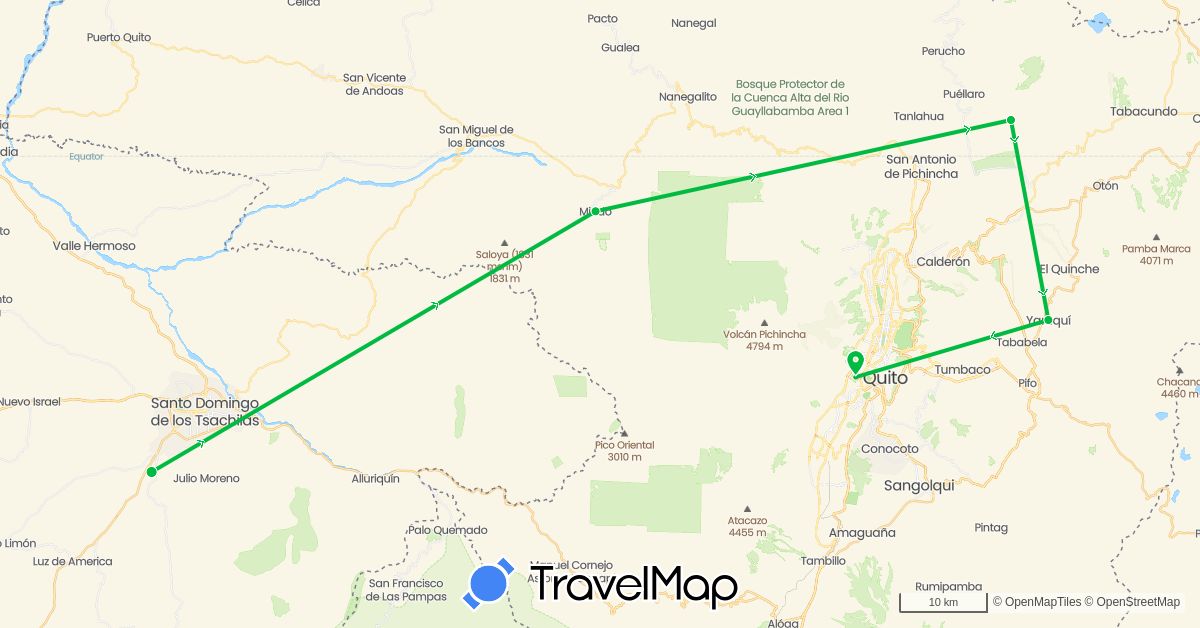 TravelMap itinerary: driving, bus in Ecuador (South America)